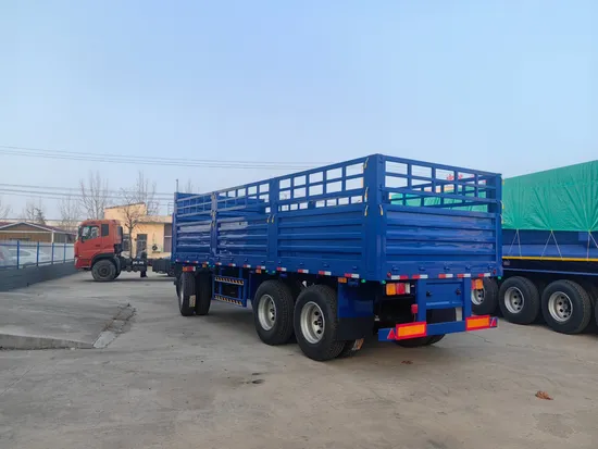 60톤 대형 트럭 견인봉 펜스 드롭 사이드 카고 트레일러 풀 트레일러