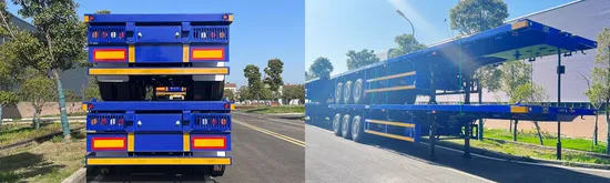 탄자니아에서 판매 중인 60톤, 80톤, 50피트, 45피트, 40피트 3축 화물/컨테이너 운송용 플랫베드/플랫폼 트럭 세미 트레일러 (12개 트위스트 잠금 장치 포함)