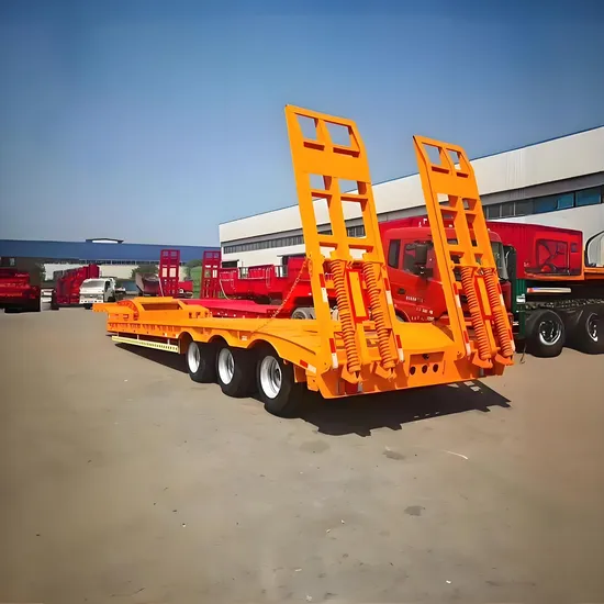 60톤 100톤 유압식 확장형 3축 로우보이 로더 로우베드 로우베드 트럭 세미 트레일러