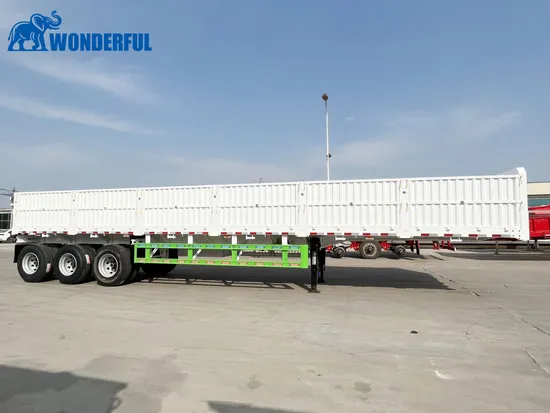 2025년형 유틸리티 디자인 고하중 2/3/4축 로우보이 티핑 데크 산업용 벌크화물 물류 드롭 사이드 월 모듈러 세미 트레일러